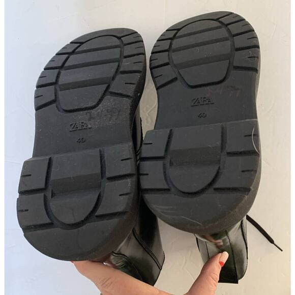 ZARA MEN LACE UP BLACK LUG STYLE BOOT Size 7 US 40 EU - Picture 5 of 7